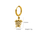 Golden sea turtle pendant earring in 14K gold plated finish with size measurements - E9 Sea Turtle