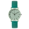Montre quartz pour femme avec cadran vert menthe et bracelet métallique extensible - vert foncé