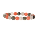 Bracciale in agata naturale da 8mm con perle arancioni, grigie maculate e calcedonio bianco - Giada Arancione + Pietra Bianca + Labradorite