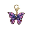 Golden butterfly charm with purple and pink enamel finish and a lobster clasp - Purple
