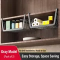 Set of two grey retractable metal under-shelf hanging baskets for kitchen organization - Simple Extra Large Size 2PCS / Gunmetal