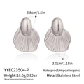 Macro-weergave van geometrische schelpoorbellen van roestvrij staal met specs - Zilver (YYE023504-P)