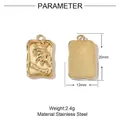 French crescent angel eye stainless steel pendant with palm leaf design 20x12mm - Gold Angel with Pearl (VG372)