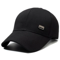 Klassische schwarze Baseballkappe für Herren mit modischem Berg-Emblem aus Baumwolle - Verstellbar / Schwarz