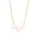 Collana minimalista in acciaio al titanio placcato oro 18K con tre perle di conchiglia - Stile Tre Perle (KN235351-KFC) / 40+10cm