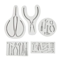 5-piece set of white silicone molds featuring hardware tools for DIY cake decoration - Grey 5-Piece Set / Gray