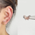 Golden butterfly and heart stud earrings with pink cubic zirconia in stainless steel - EGD64 Gold Butterfly Heart