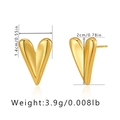 Detailed size specifications for 3D gold heart earrings with height and width dimensions - 3D Polished Elongated V-Shape Heart
