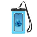 Waterproof mobile phone pouch in light blue with touch screen window and black lanyard - 11*20CM (Under 7 Inch) / Blue