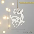 Golden reindeer Christmas ornament with hollow-out design and gold string for tree decor - Gold Flat Reindeer