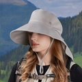 Cappello da sole grigio chiaro da donna con protezione per il collo e foro per la coda - Grigio(8901)