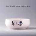 White ceramic hydroponic plant bowl 16cm with blue calligraphy art for lucky lotus - SJH Hydroponic Pot-Xi Le Style