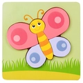 Wooden 3D jigsaw puzzle for children featuring a colorful cartoon butterfly design - 3D Jigsaw-Colored Butterfly (JM立体-彩底蝴蝶)