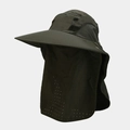 Détail du chapeau de soleil extérieur avec maille respirante et protège-visage intégré - Vert Militaire