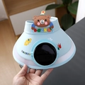 Kids solar fan sun hat in light blue with cartoon bear and adjustable open top - Solar Fan Style / Ice Silk Animal Solar Fan-Blue Bear