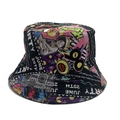 Chapeau bob réversible style graffiti des années 90 avec motifs de fête colorés - Taille unique / Kaki