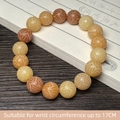 Carved cat-claw bodhi root bracelet with lotus pattern beads for wrists under 17cm - Charred Lotus Pattern Single Loop