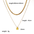 Double-layered gold necklace with yellow teardrop pendant and precise size measurements - Deep Yellow (DYW)