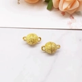 Golden spherical magnetic clasp with granular texture for jewelry connection - Gold Dotted Ball 10mm