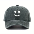 Detalle de la gorra de béisbol de algodón lavado con logo de cara sonriente graffiti - Talla única / Verde Militar