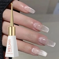 Silver cat-eye effect UV/LED gel polish with model demonstration in 10ml bottle - Nude Skin Crystal Cat Eye
