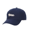 Navy blue baseball cap with white Vintage embroidery, retro style cotton sun hat - Navy Blue