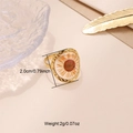 Detail view of gold stainless steel ring with dried sunflower petals and resin inlay - Gold - Sunflower Style Flower
