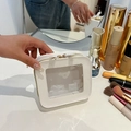 Witte minimalistische doorzichtige make-up tas, stijlvolle cosmetische etui met venster. - Enkelzijdig Wit