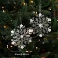 Set di 2 decorazioni a fiocco di neve in acrilico trasparente con bordi effetto neve bianca - Fiocco di Neve 8.5CM / 2 Pezzi