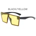 Frameless oversized square sunglasses featuring black frame with bright yellow lenses - Black Frame Yellow Lens