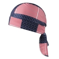 Detail of adjustable straps and stitching on the American flag cycling bandana - Adult / Classic Red White Blue Stars and Stripes (1#)