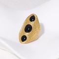 Gold Wide Embossed Black Stone Style (JR436-GD)