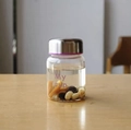 Mini high borosilicate glass jar with silver metal lid and My cup print and purple ring - Purple 200ml