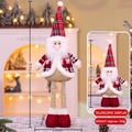 Extendable Santa Claus plush doll with red plaid hat and adjustable height feature - Medium 60CM Extendable Santa Claus