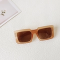 Retro rectangle kids sunglasses with amber matte frames and dark brown tinted lenses - Champagne