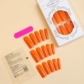 Detailansicht von 24 langen quadratischen orangefarbenen Kunstnägeln mit Klebepads - Hellorange (XA-60-46)