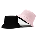 High-quality cotton bucket hats for men and women in solid black and pink colors - One Size(58cm) / Black-Pink