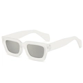 Retro rectangle sunglasses with matte translucent white frame and dark grey lenses - Matte White Frame / Silver Mirror Lenses