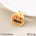 Halloween pumpkin pendant in orange and black enamel with gold trim for DIY jewelry - Pumpkin with Hat and Star (KLJ10914-ZLA)