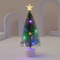 Mini albero di Natale a LED con stella e base bianca per decorazione da tavolo - Mini albero di Natale luminoso