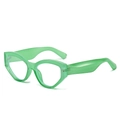 Classic translucent grass green cat eye sunglasses with thick retro frames for fashion - Green Frame