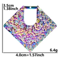 Macro detail of geometric rhombus stainless steel pendant with textured 18k gold plating - Rainbow Color Pendant