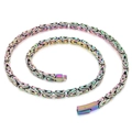 Iridescent rainbow Byzantine box chain necklace with a secure clasp for men - Colorful