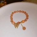 Orange-Rhinestone Zircon Butterfly Cat's Eye Bracelet