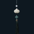 Green sandalwood hollow pendant with white lotus jade component and long silk tassel - Luminous Lotus Style - Lower Tassel (4) / Approx. 2.5*3cm / Without Scent Beads