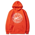 Bright orange long-sleeved hoodie with Alligator Alcatraz graphic print on the front - Orange