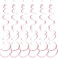 Set of 12 rose gold spiral ceiling decorations with metallic finish for party decor - Double Spiral / Pink