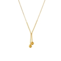 Collana a Y minimalista in acciaio al titanio con pendenti a doppia sfera dorata - Oro (C102)