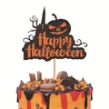 Topper per torta Happy Halloween con glitter arancioni su dolce al cioccolato - Motivo di Zucca