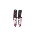 Detailed view of acrylic Halloween charms featuring bloody knife and dagger designs for DIY - Style 20 (50*11mm)